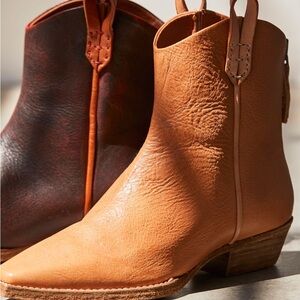 Free People Tan Leather Western Boots